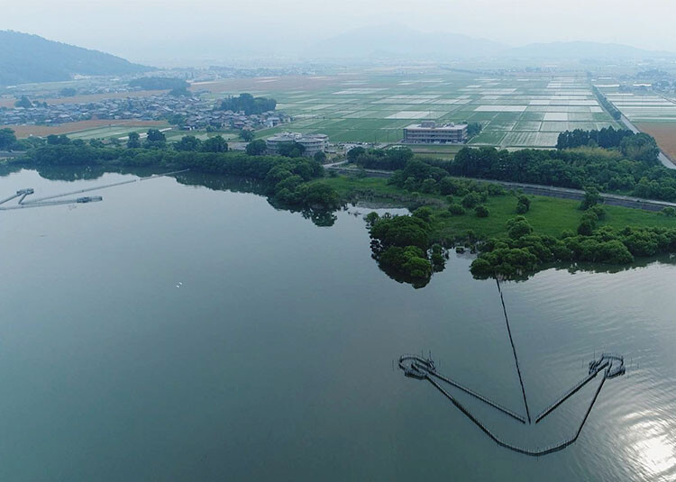 写真(1) 琵琶湖の伝統漁法「魞漁（えりりょう）」の様子