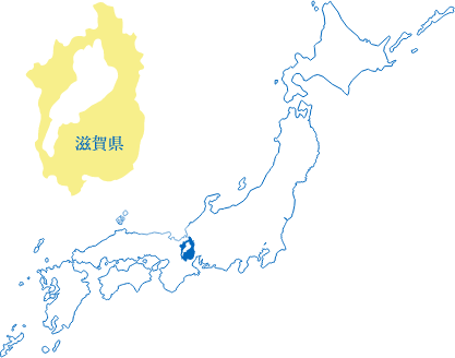 日本地図と滋賀県